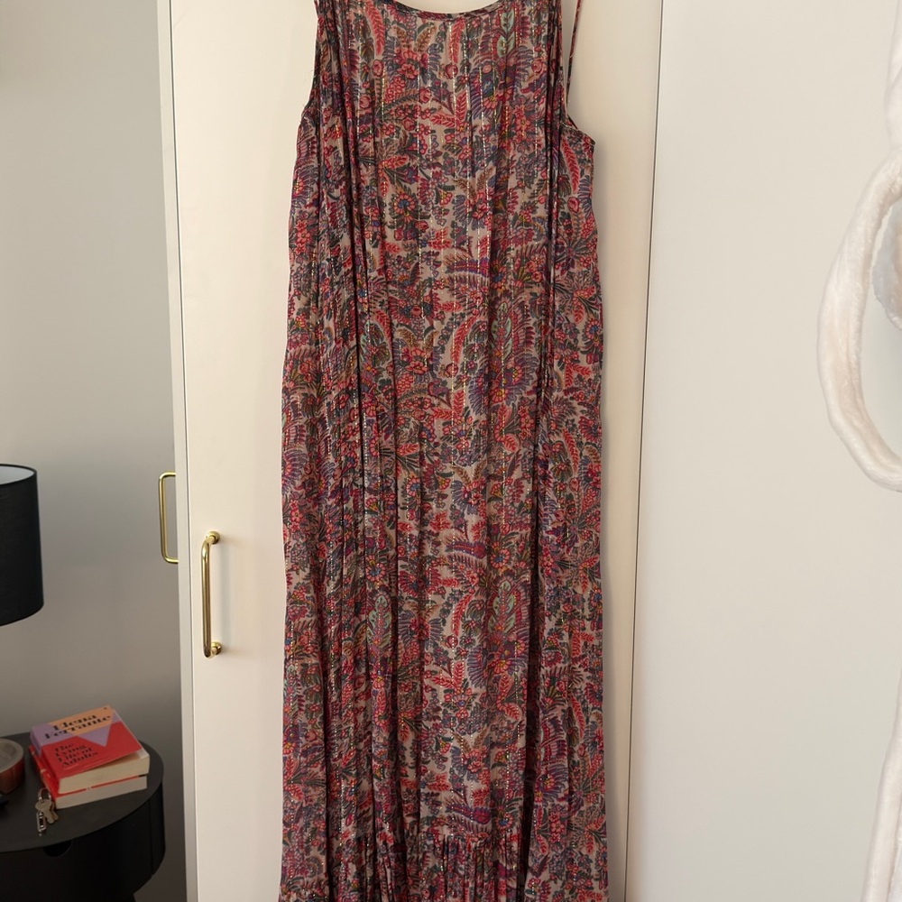 NATURAL LIFE Multicolor Paisley Maxi Dress with Gold Lurex Detail